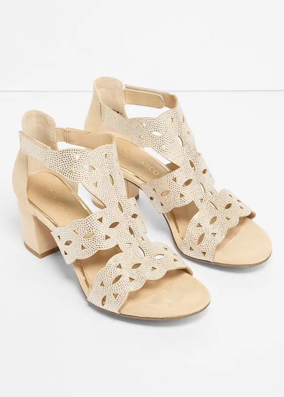 Marco Tozzi Sandaletten mit Blockabsatz in beige - Marco Tozzi