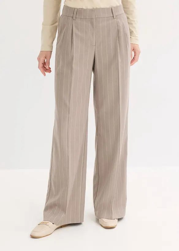 Nadelstreifen Marlenehose aus softem Viskose-Mix in braun von vorne - bonprix Nadelstreifen Marlenehose aus softem Viskose-Mix in braun von vorne - bonprix