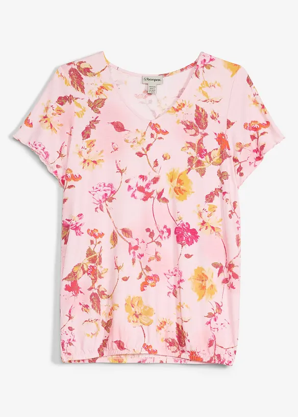 Shirt mit Blüten Print in rosa von vorne - bonprix