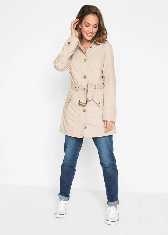 Trenchcoat in beige von vorne (Totalaufnahme) - bonprix