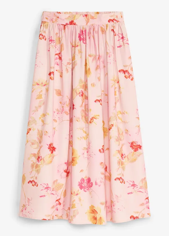 Maxirock aus luftigem Crêpe	 in rosa von vorne - bonprix