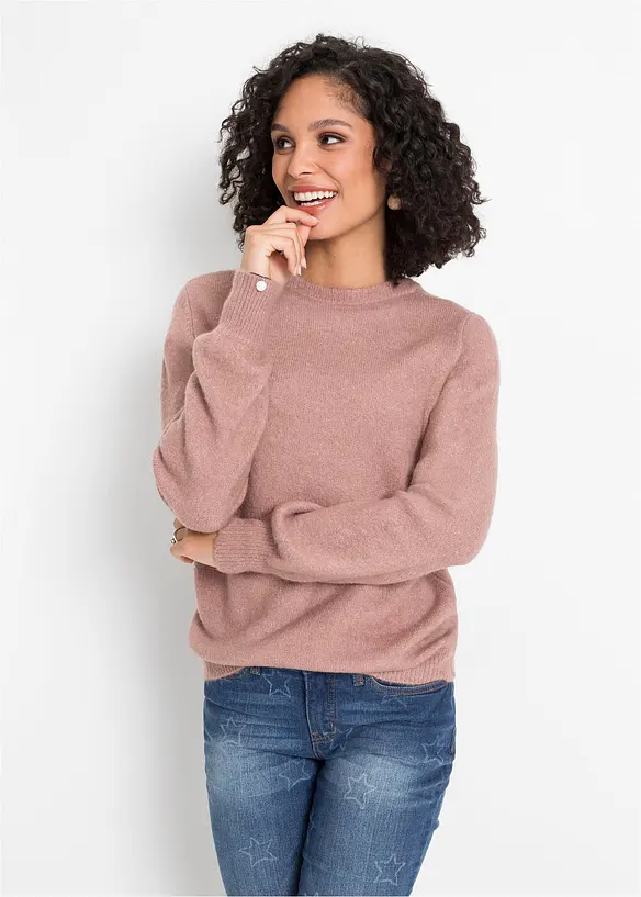 Pullover mit Ballonärmeln in rosa von vorne (im Anschnitt) - bonprix