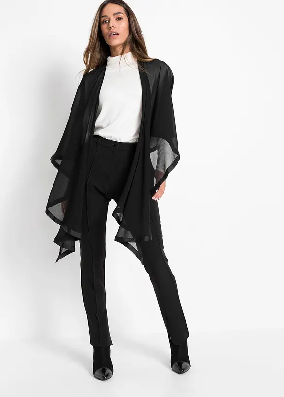 Stola mit feinem Satindetail in schwarz im Look von vorne (Totalaufnahme) - bonprix