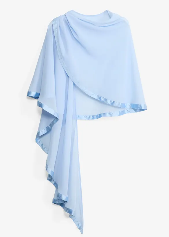 Stola mit feinem Satindetail in blau von vorne - bonprix