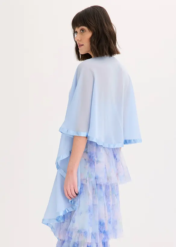 Stola mit feinem Satindetail in blau von hinten (im Anschnitt) - bonprix