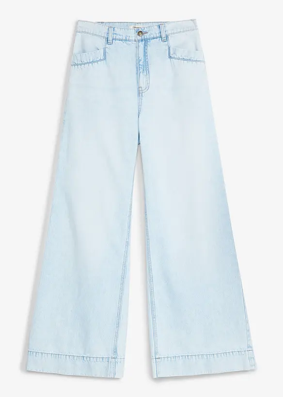 Wide-Leg-Jeans High Waist in blau von vorne - bonprix