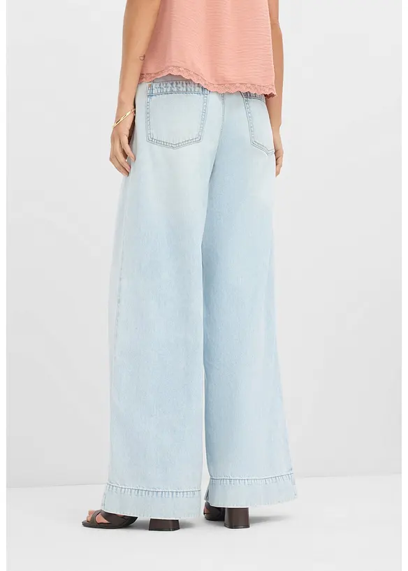 Wide-Leg-Jeans High Waist in blau von hinten - bonprix