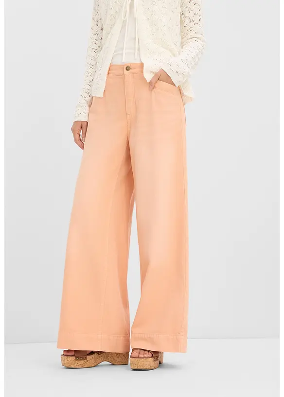 Wide-Leg-Jeans High Waist in orange von vorne - bonprix