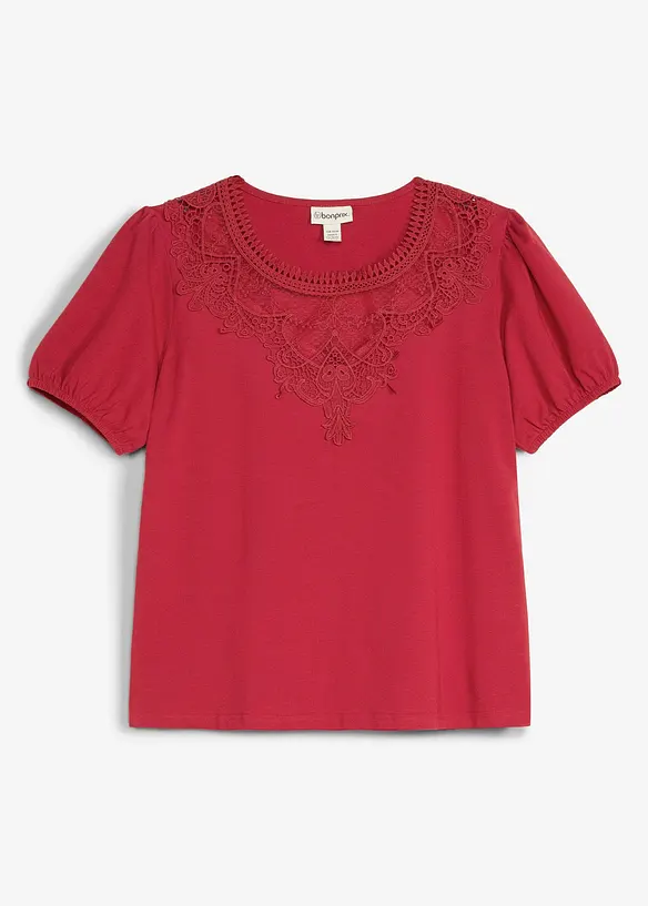Shirt aus elastischer Baumwolle in rot von vorne - bonprix