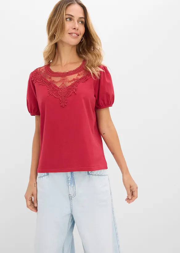 Shirt aus elastischer Baumwolle in rot von vorne (im Anschnitt) - bonprix