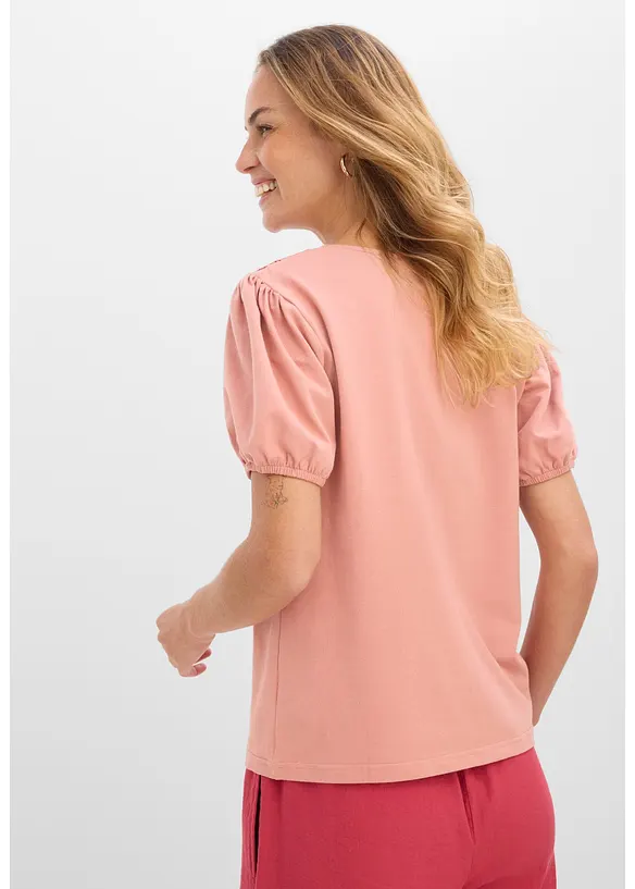 Shirt aus elastischer Baumwolle in rosa von hinten (im Anschnitt) - bonprix