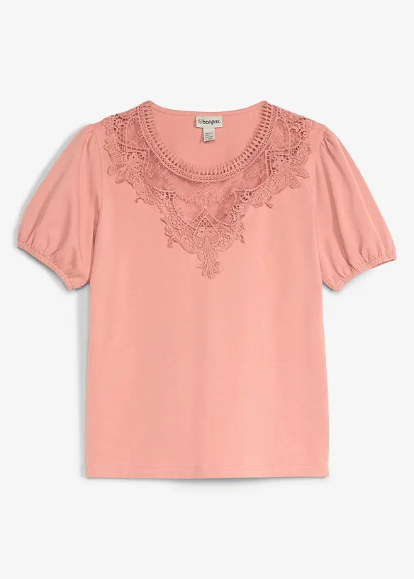 Shirt aus elastischer Baumwolle in rosa von vorne - bonprix