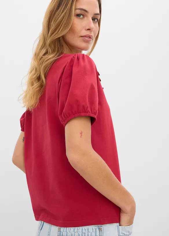 Shirt aus elastischer Baumwolle in rot von hinten (im Anschnitt) - bonprix
