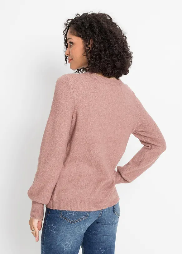 Pullover mit Ballonärmeln in rosa von hinten (im Anschnitt) - bonprix