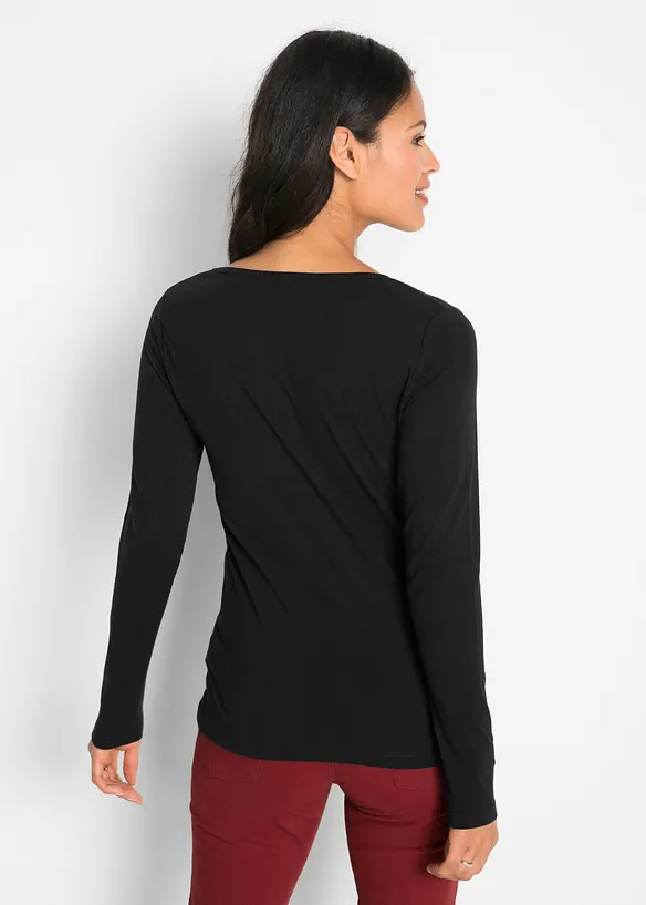 Figurbetontes Langarmshirt in schwarz von hinten (im Anschnitt) - bonprix