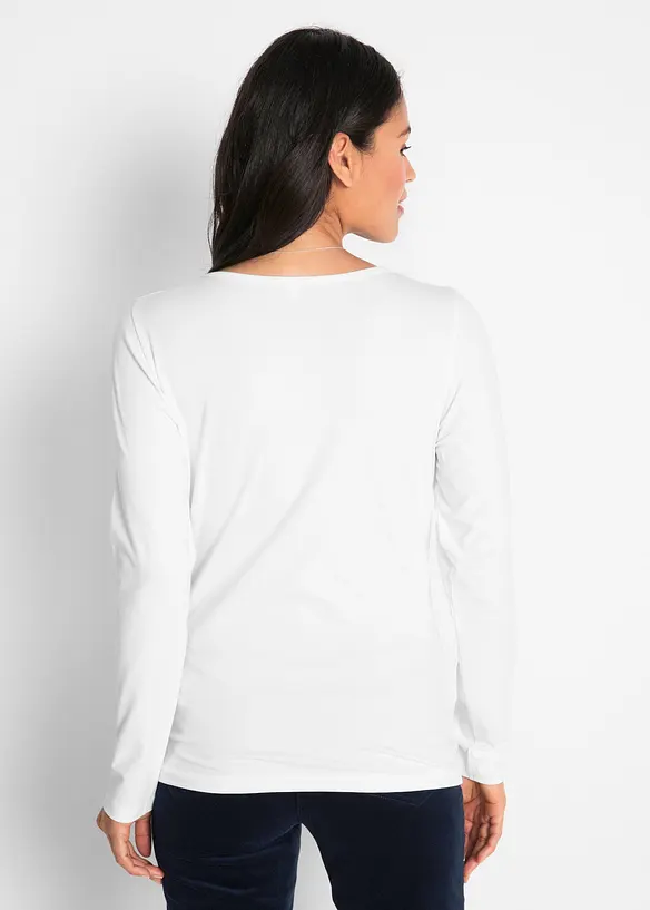 Figurbetontes Langarmshirt in weiß von hinten (im Anschnitt) - bonprix