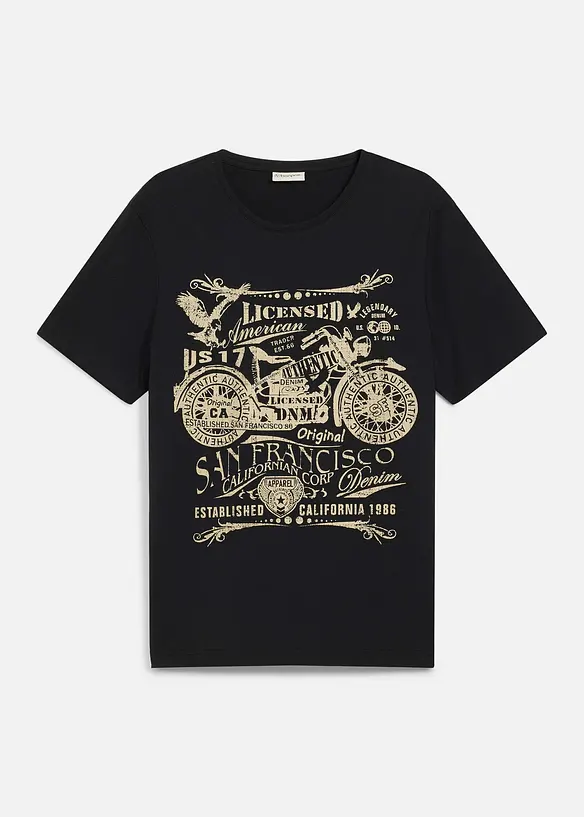 T-Shirt aus reiner Baumwolle in schwarz von vorne - bonprix