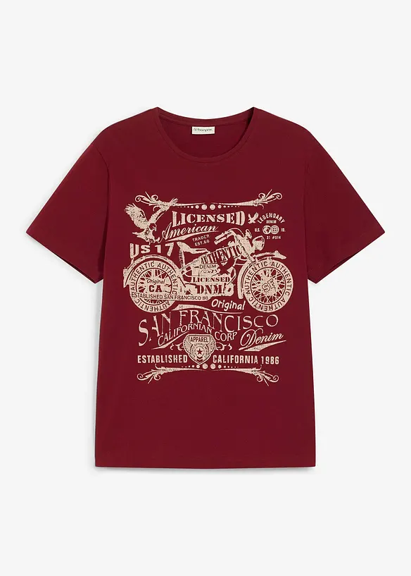 T-Shirt aus reiner Baumwolle in rot von vorne - bonprix