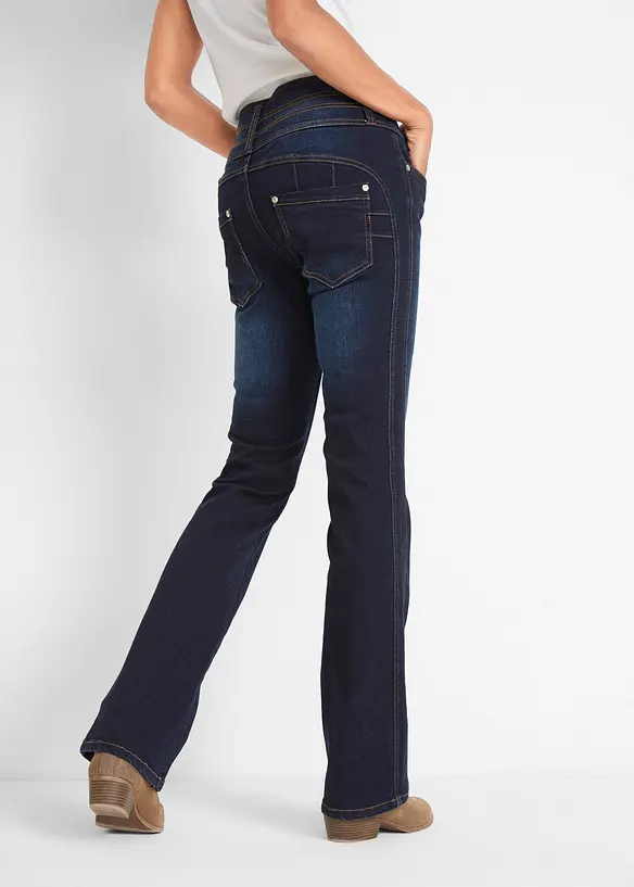 Bootcut-Jeans High Waist, Shaping in blau von hinten - bonprix