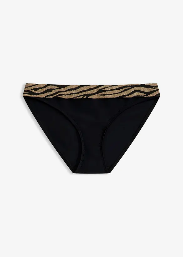 Bikinihose mit glänzendem Material in schwarz von vorne - bonprix