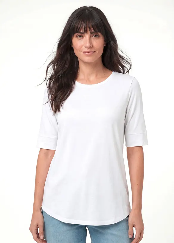 Long-Shirt aus softer Viskose in weiß von vorne (im Anschnitt) - bonprix