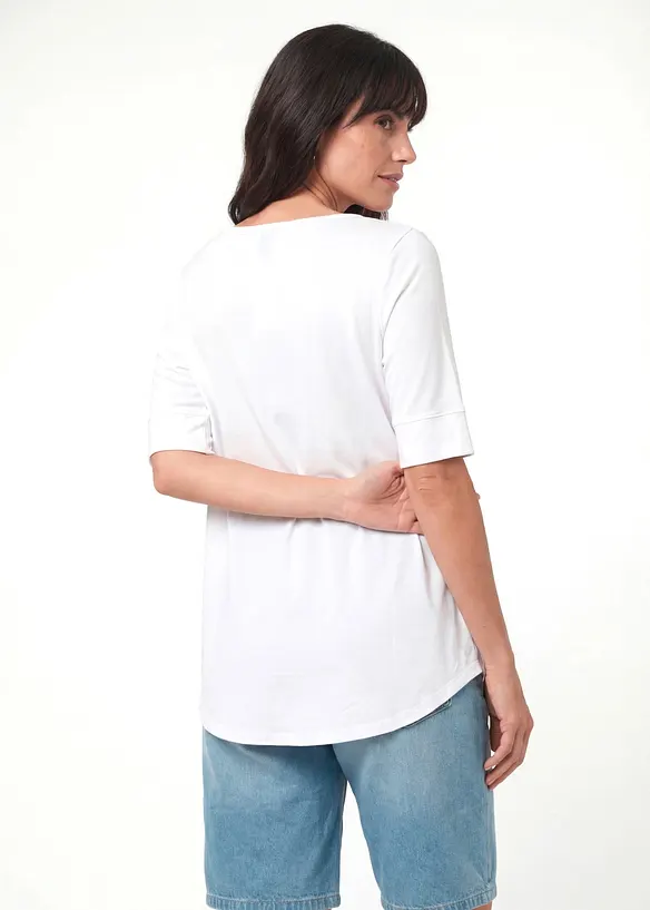 Long-Shirt aus softer Viskose in weiß von hinten (im Anschnitt) - bonprix