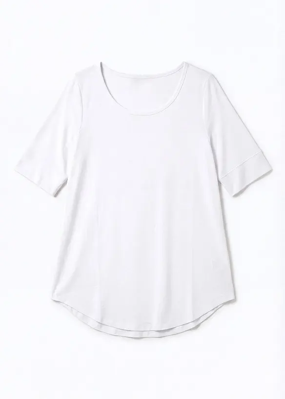 Long-Shirt aus softer Viskose in weiß von vorne - bonprix