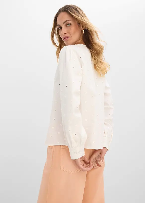 Bluse aus griffigem Popeline in weiß von hinten (im Anschnitt) - bonprix Bluse aus griffigem Popeline in weiß von hinten (im Anschnitt) - bonprix