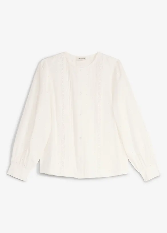 Bluse aus griffigem Popeline in weiß von vorne - bonprix Bluse aus griffigem Popeline in weiß von vorne - bonprix