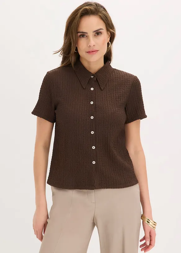Shirtbluse mit Struktur in braun von vorne (im Anschnitt) - bonprix