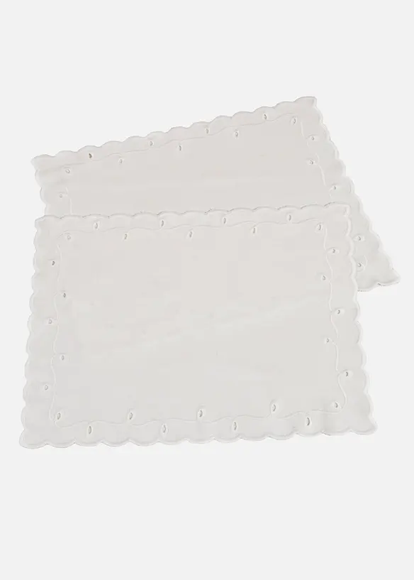 Tischset aus Bio Baumwolle mit Stickerei (2er Pack) in weiß von vorne - bonprix