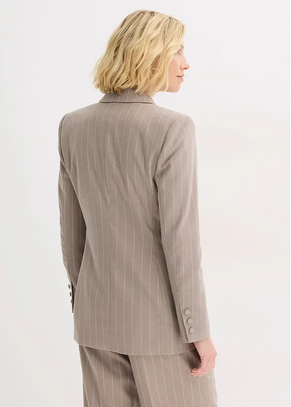 Nadelstreifen Blazer aus softem Viskose-Mix in braun von hinten (im Anschnitt) - bonprix