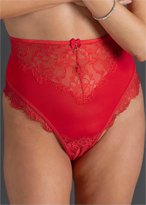 High Waist String ouvert in rot von vorne (Detailaufnahme) - bonprix