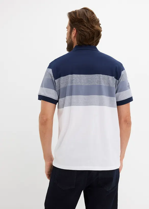 Jersey Poloshirt, Kurzarm aus reiner Bio-Baumwolle in blau von hinten (im Anschnitt) - bonprix