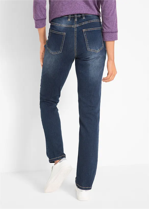 Straight Jeans Mid Waist, Stretch in blau von hinten - bonprix