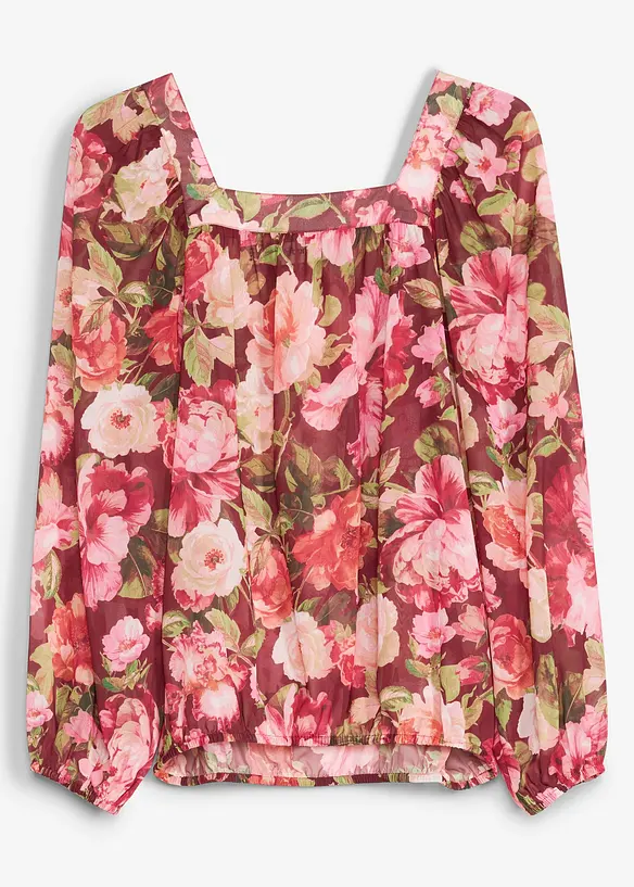Bluse mit Ballonsaum in rot von vorne - bonprix