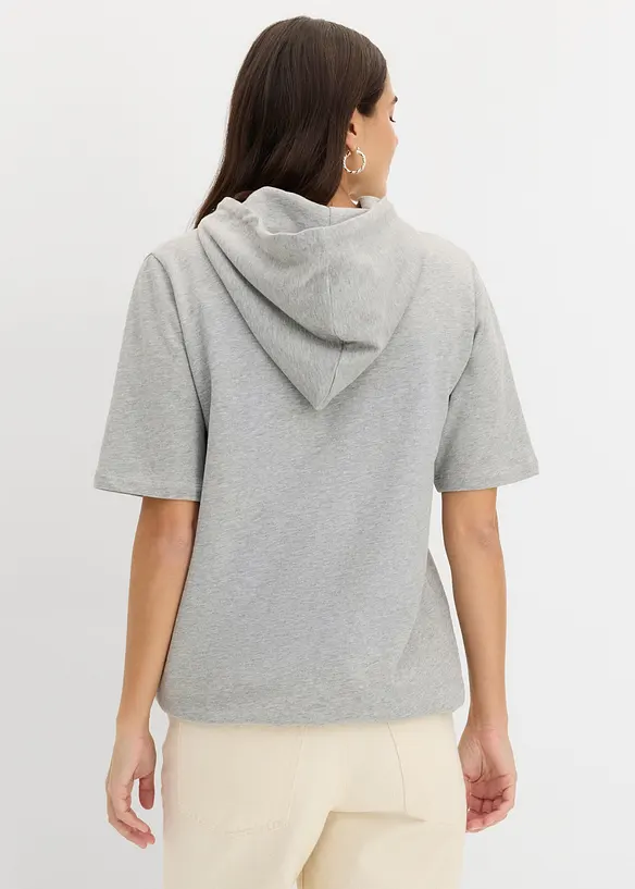 Halbarm-Hoodie aus Baumwoll-Mix in grau von hinten (im Anschnitt) - bonprix Halbarm-Hoodie aus Baumwoll-Mix in grau von hinten (im Anschnitt) - bonprix