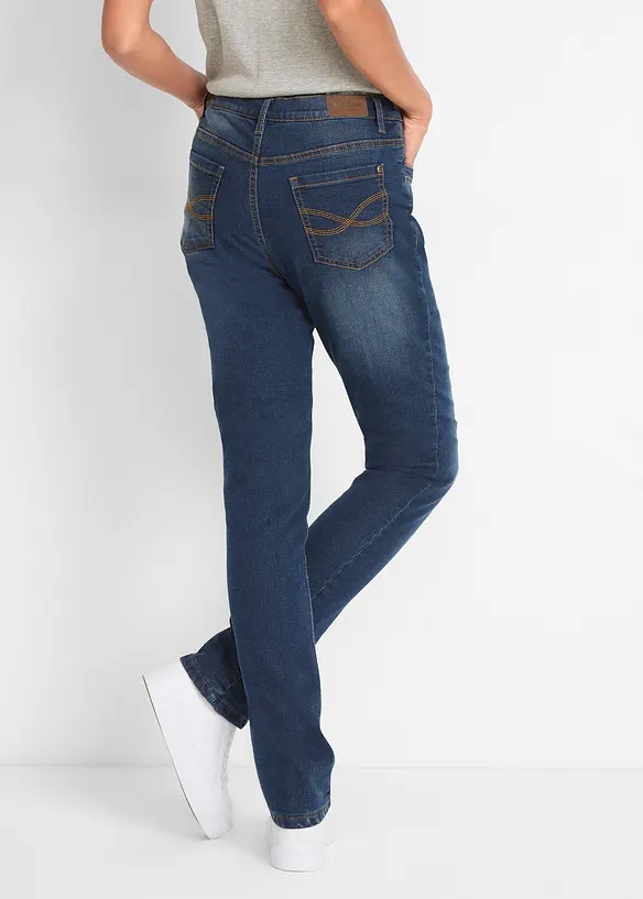 Straight-Jeans High Waist, Thermo in blau von hinten - bonprix Straight-Jeans High Waist, Thermo in blau von hinten - bonprix