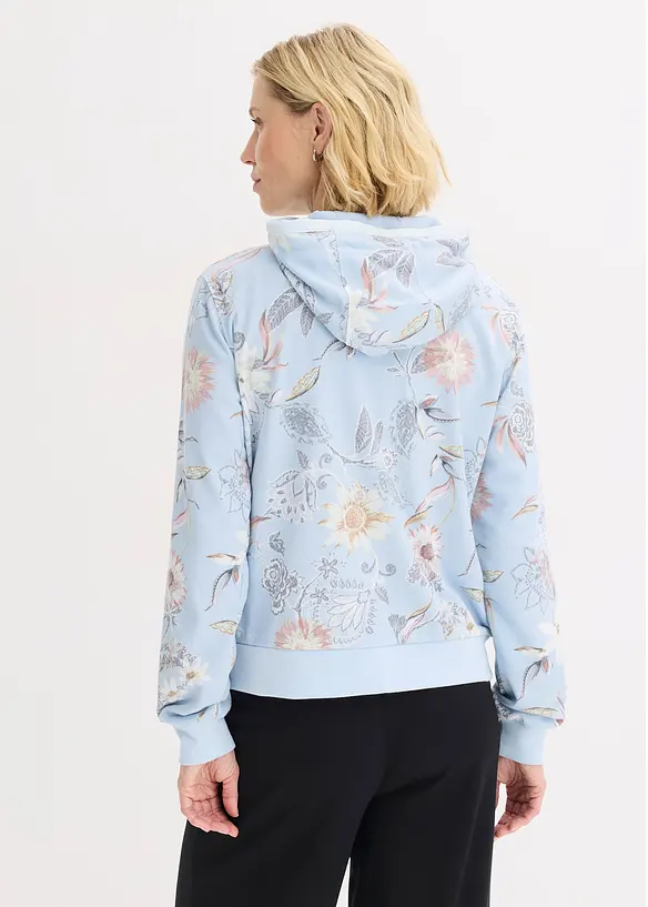 Sweatjacke aus weichem Baumwoll-Mix in blau von hinten (im Anschnitt) - bonprix