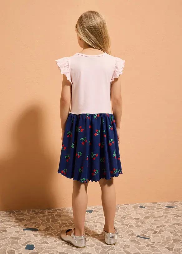 Jerseykleid aus reiner Bio-Baumwolle in rosa von hinten (Totalaufnahme) - bonprix