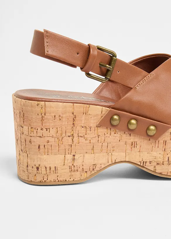 Keilsandaletten in Kork-Optik in braun - bonprix