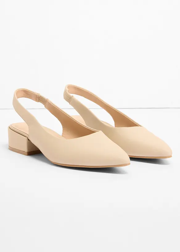 Slingpumps mit flachem Absatz in beige - bonprix