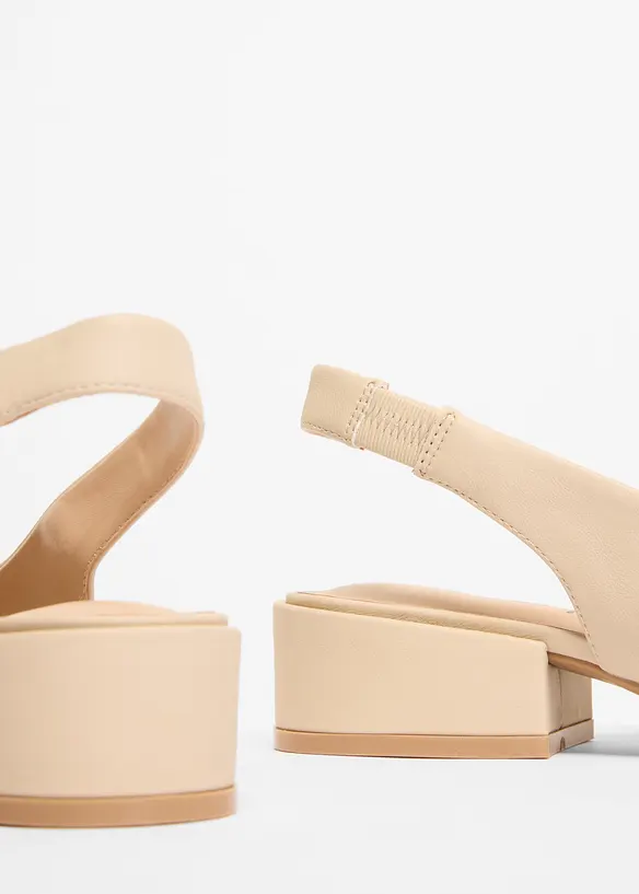 Slingpumps mit flachem Absatz in beige - bonprix