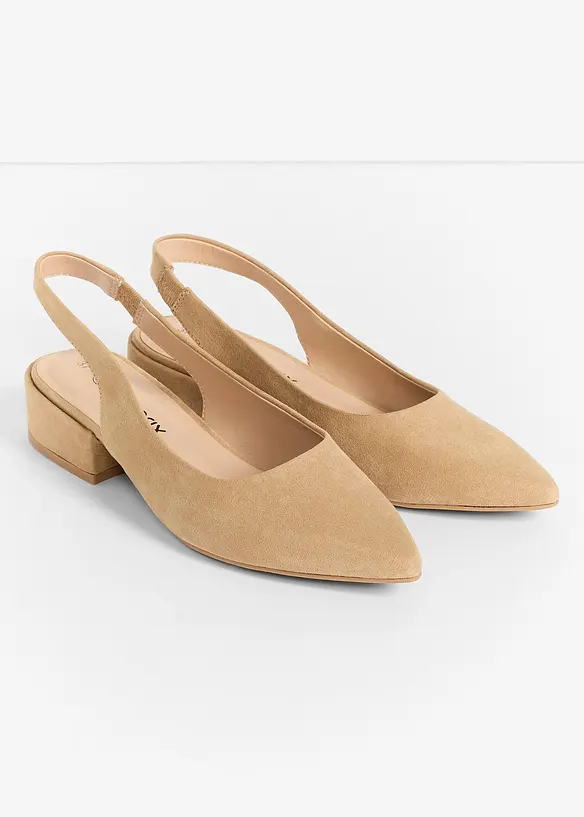 Slingpumps mit flachem Absatz in braun - bonprix
