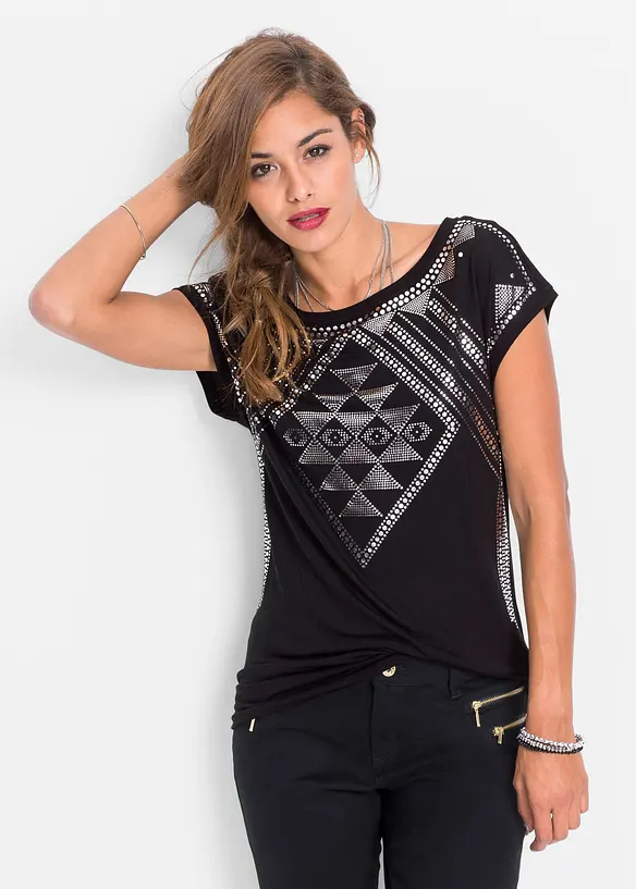 Shirt aus softer Viskose in schwarz von vorne (im Anschnitt) - bonprix Shirt aus softer Viskose in schwarz von vorne (im Anschnitt) - bonprix