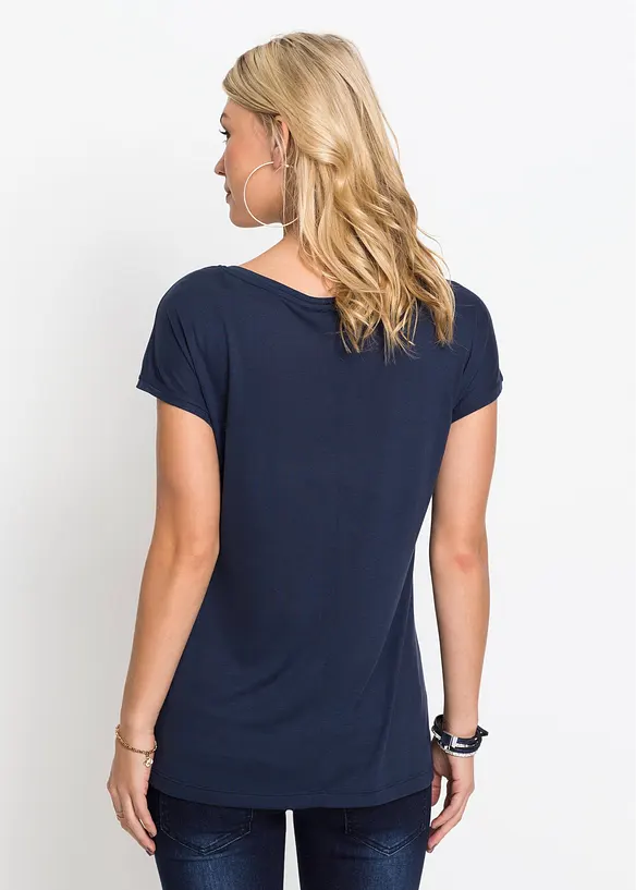 Shirt aus softer Viskose in blau von hinten (im Anschnitt) - bonprix Shirt aus softer Viskose in blau von hinten (im Anschnitt) - bonprix