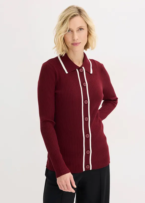 Smart Cardigan in rot von vorne (im Anschnitt) - bonprix