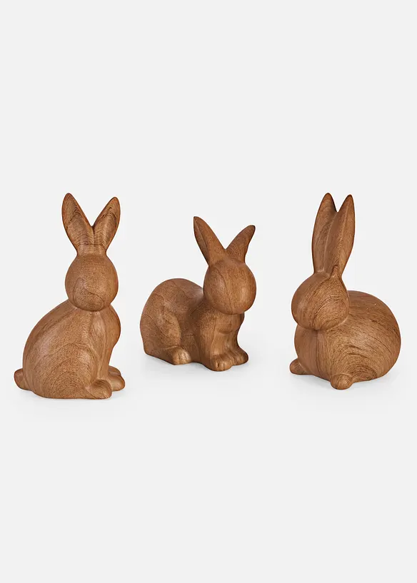 Deko-Figuren Hasen (3-tlg. Set) in braun von vorne - bonprix