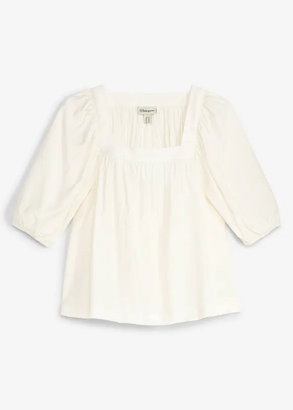 Bluse aus strukturiertem Crinkle in weiß von vorne - bonprix Bluse aus strukturiertem Crinkle in weiß von vorne - bonprix