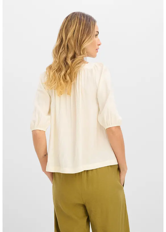 Bluse aus strukturiertem Crinkle in weiß von hinten (im Anschnitt) - bonprix Bluse aus strukturiertem Crinkle in weiß von hinten (im Anschnitt) - bonprix